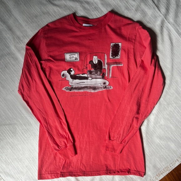 Funny Long Sleeve T shirt in Coral Red with graphic logo - Kenny Schachter - Picture 7 of 13